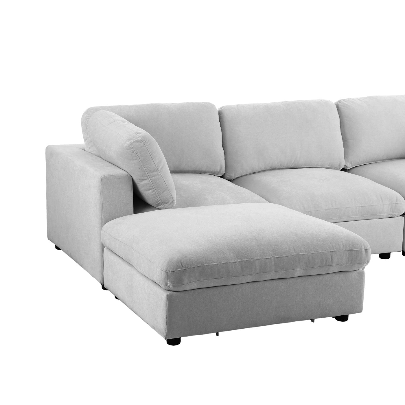 Mizar - Canapé D'Angle Modulable 4 Places - Tissu Gris