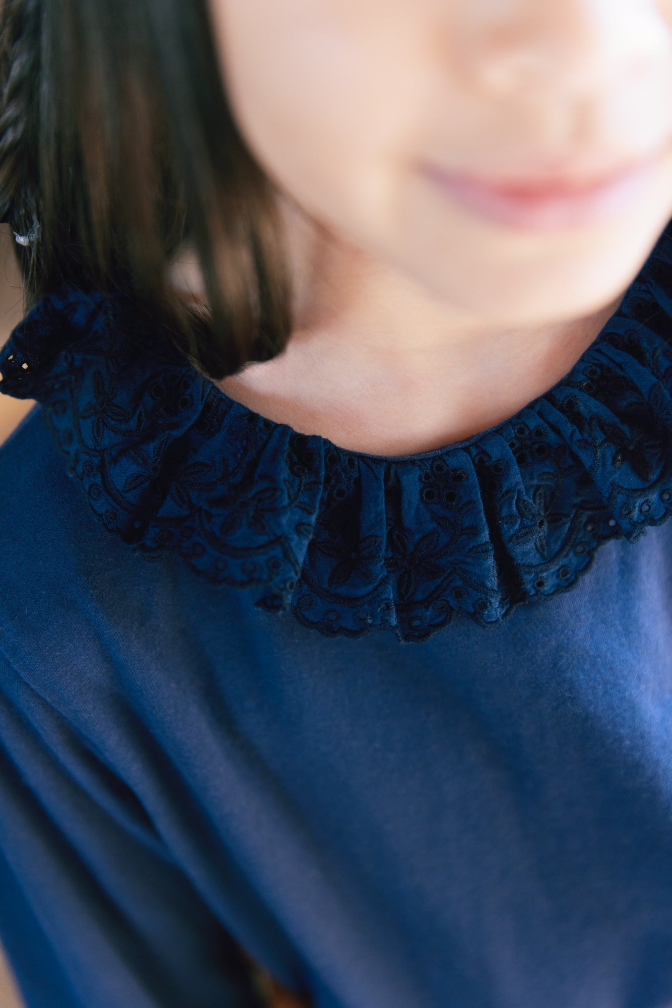 T-Shirt - Juna Navy Col Volanté