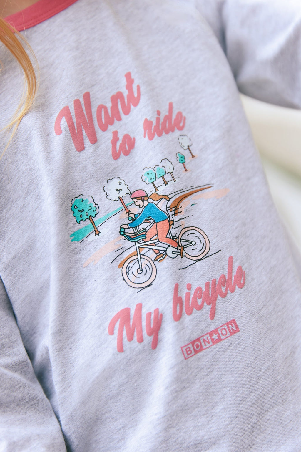 T-Shirt - Tipi Gris Chiné Illustration "Bicycle"