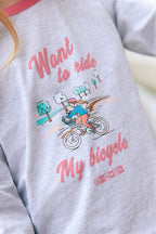 T-Shirt - Tipi Gris Chiné Illustration "Bicycle"