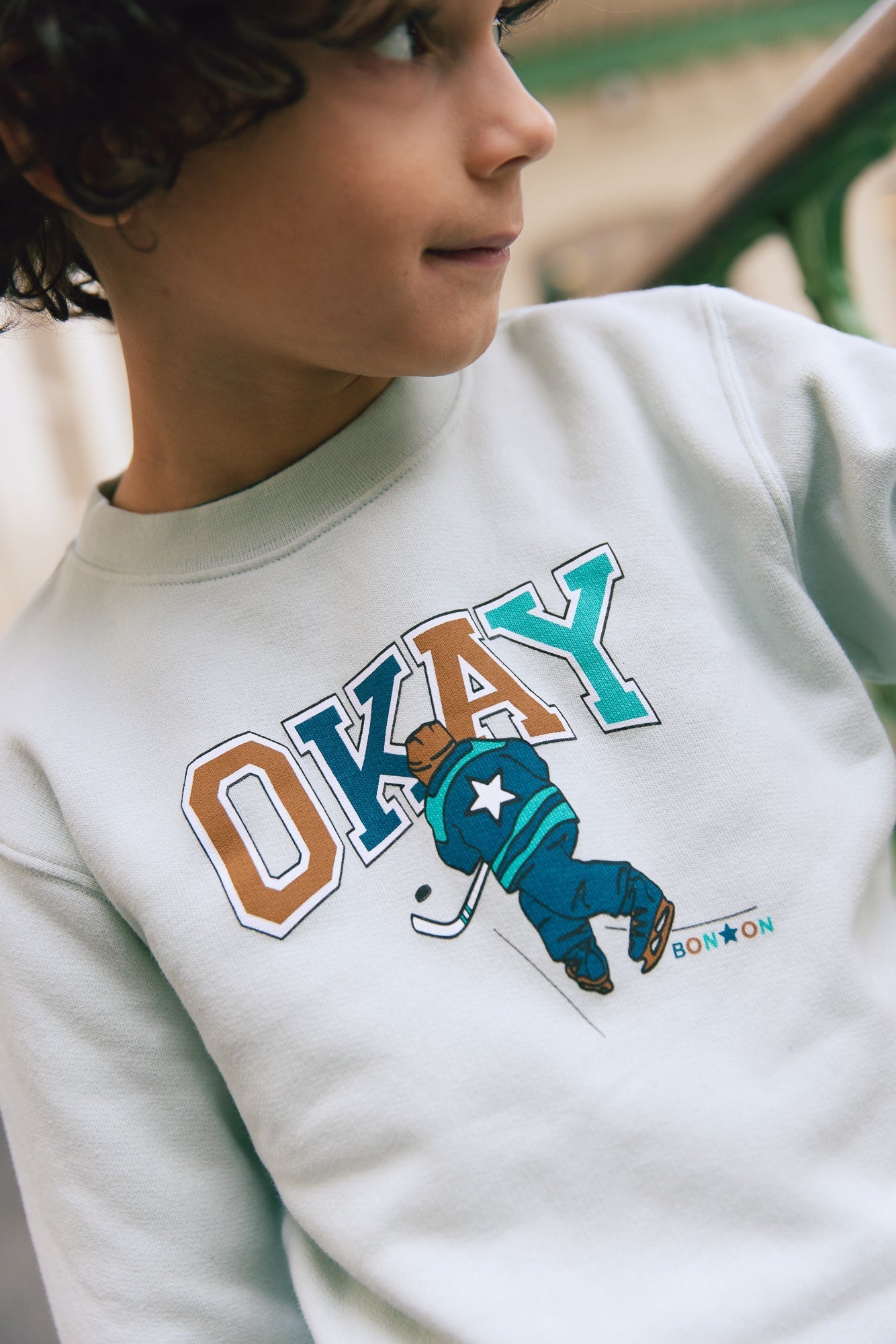 Sweat - Smile Bleu Clair Illustration "Okay"