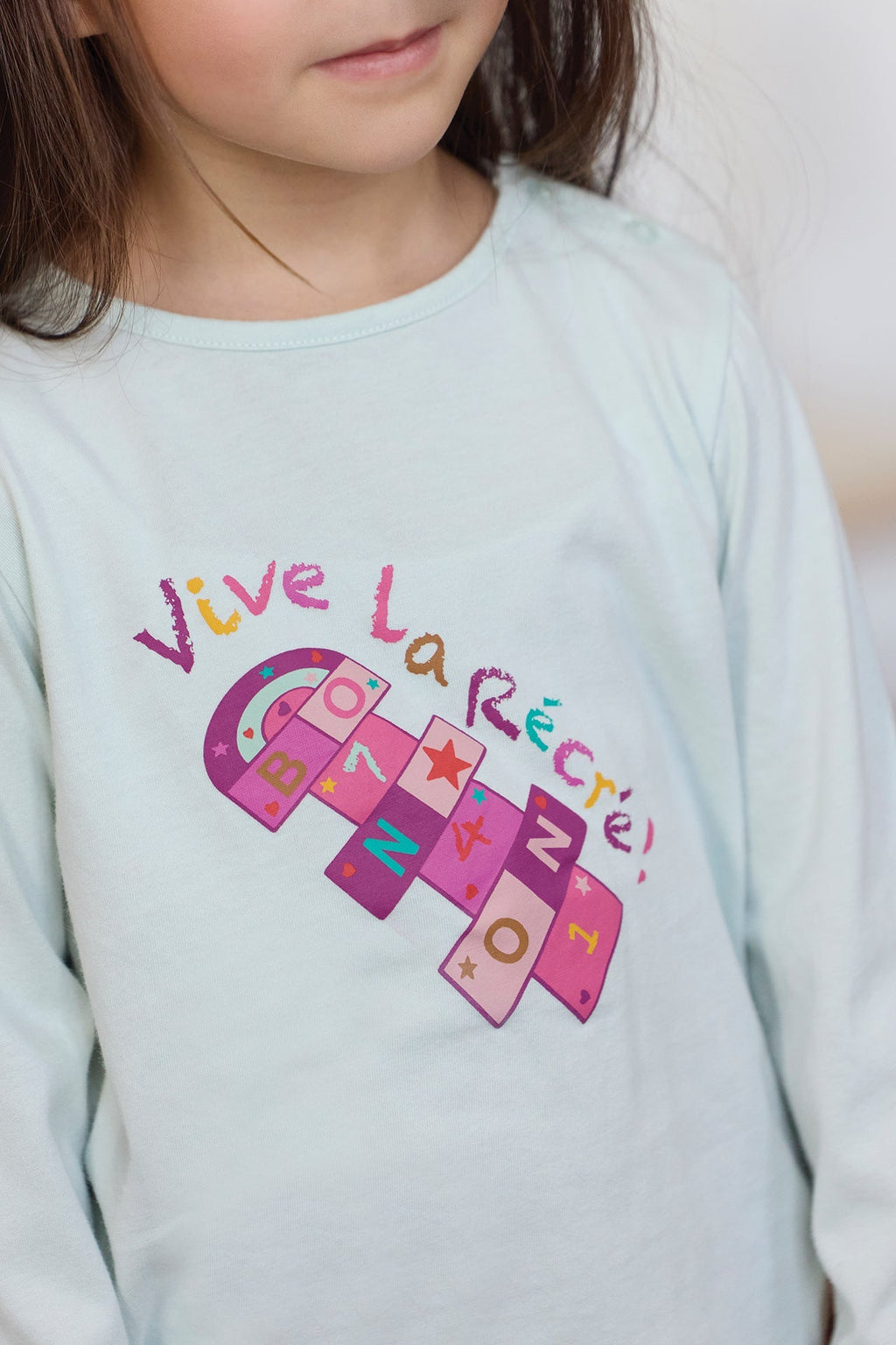 T-Shirt - Taxi Bleu Clair Illustration "Vive La Recrée"