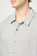 Chemise En Lin À Manches Courtes - Anthracite - Homme