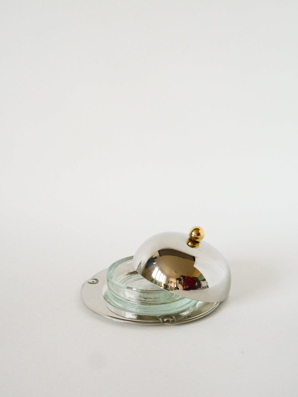 Beurrier En Métal Argenté & Verre - Argent & Doré - 1940