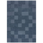 tapis bleu a damier en laine de haute qualite;#couleur_bleu
