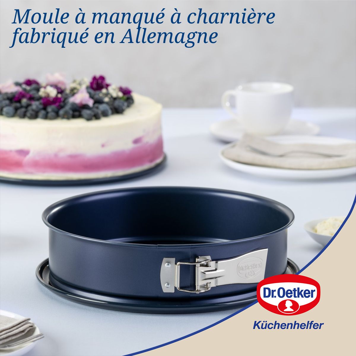 Dr Oetker - Lot De 2 Moules À Gâteaux 28/28 Cm En Acier Dr Oetker Back-Liebe - Bleu