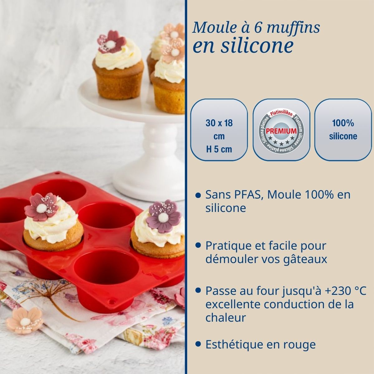 Dr Oetker - Lot De 2 Moules À Gâteaux 30/30 Cm En Silicone Dr Oetker Flexxibel Love - Rouge