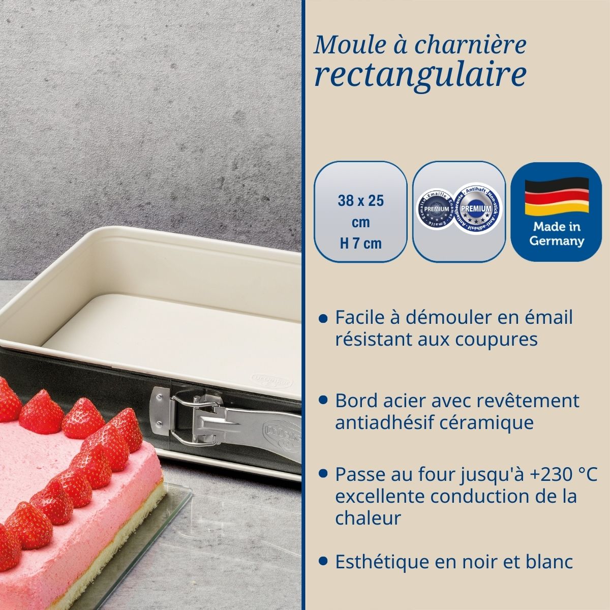 Dr Oetker - Ensemble De 2 Moules À Charnière Rectangulaire 38 X 25 Cm Dr Oetker Back-Trend - Blanc