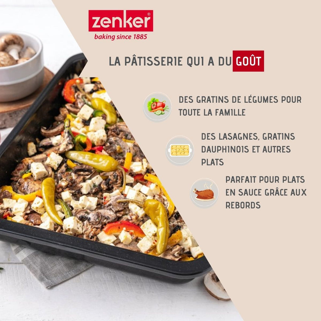 Zenker - Ensemble De 2 Plats Rectangulaire Xxl 40 X 29 Cm En Acier Émaillé Zenker Spécial Cooking - Noir