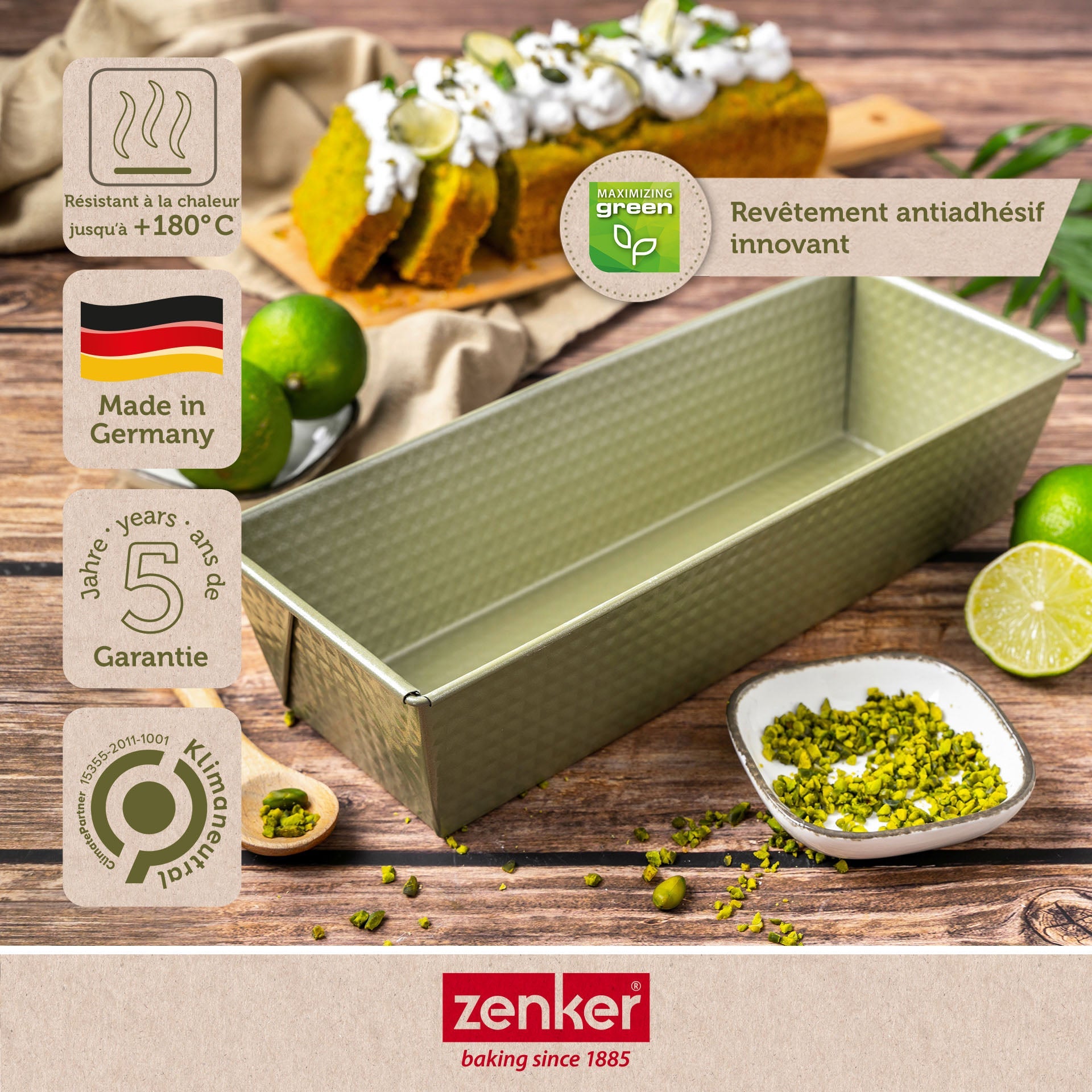 Zenker - Lot De 2 Moules À Gâteaux 30/30 Cm En Acier Zenker Green Vision - Vert