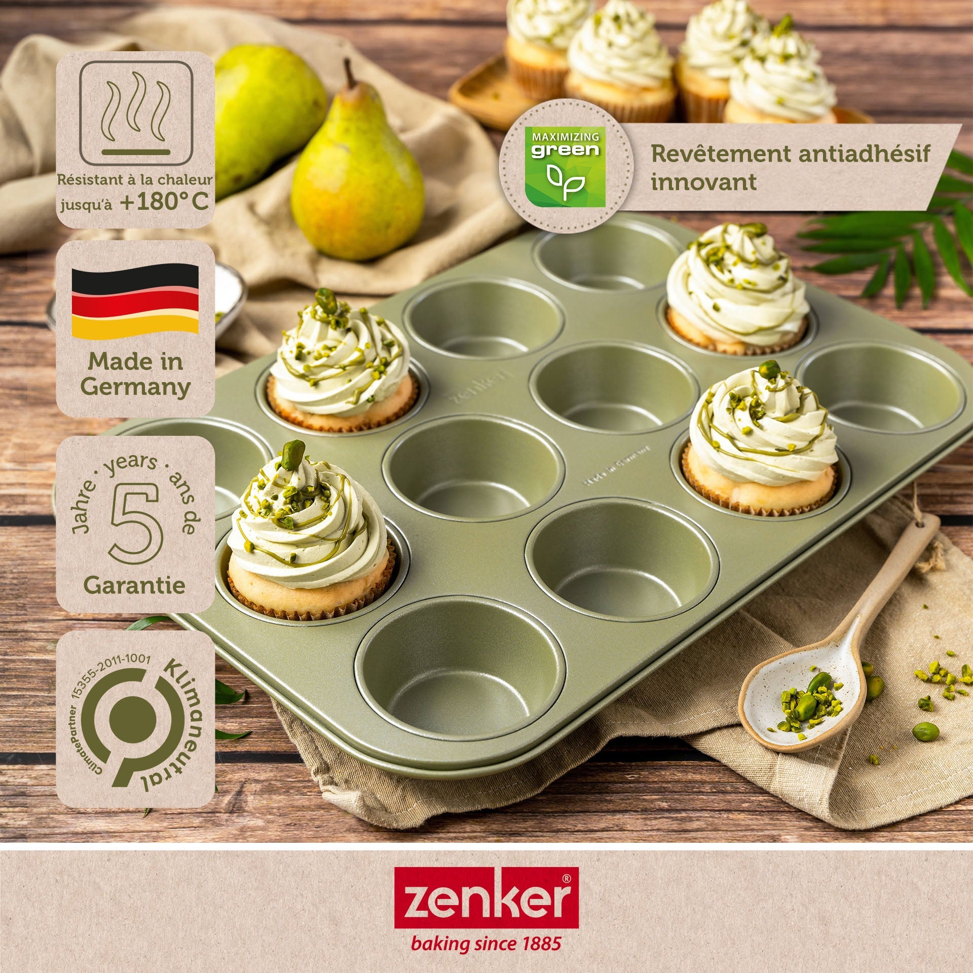Zenker - Lot De 2 Moules À Gâteaux 38,5/26,5 Cm En Acier Zenker Green Vision - Vert