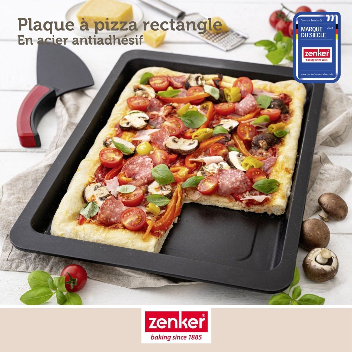 Zenker - Lot De 2 Plaques À Pizza Rectangulaires 42/29/2,5 Cm En Acier Spécial Crountries Spécial Crountries Zenker Spécial Crountries - Noir