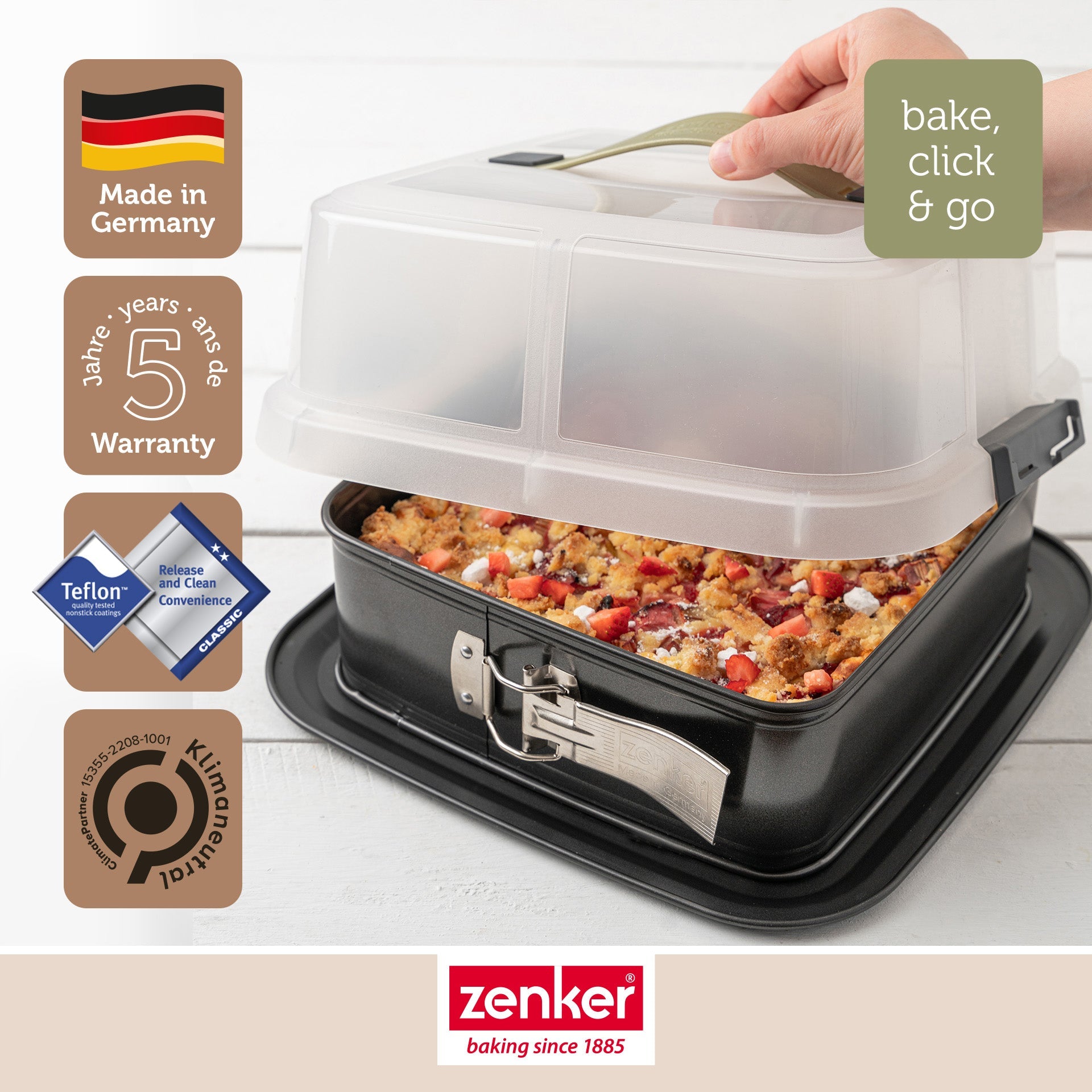 Zenker - Lot De 2 Moules À Gâteaux 23/23 Cm En Acier Zenker Bake Click And Go - Noir