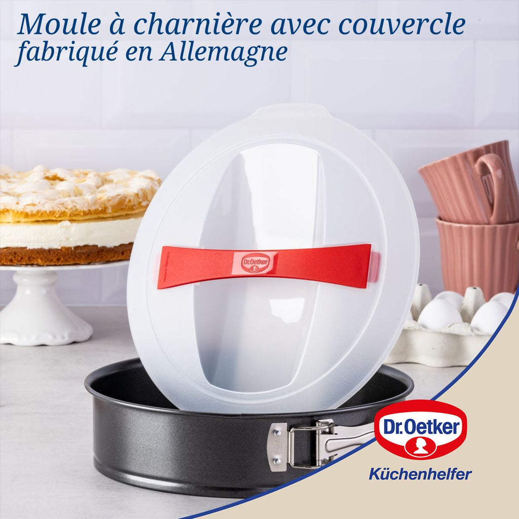 Dr Oetker - Moule À Manqué À Charnière 26 Cm Avec Couvercle De Transport Dr. Oetker Bake And Go - Noir