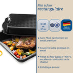 Dr Oetker - Plat À Four Avec Couvercle En Acier Émaillé 42 X 34 Cm Dr. Oetker Back-Idee Kreativ - Noir