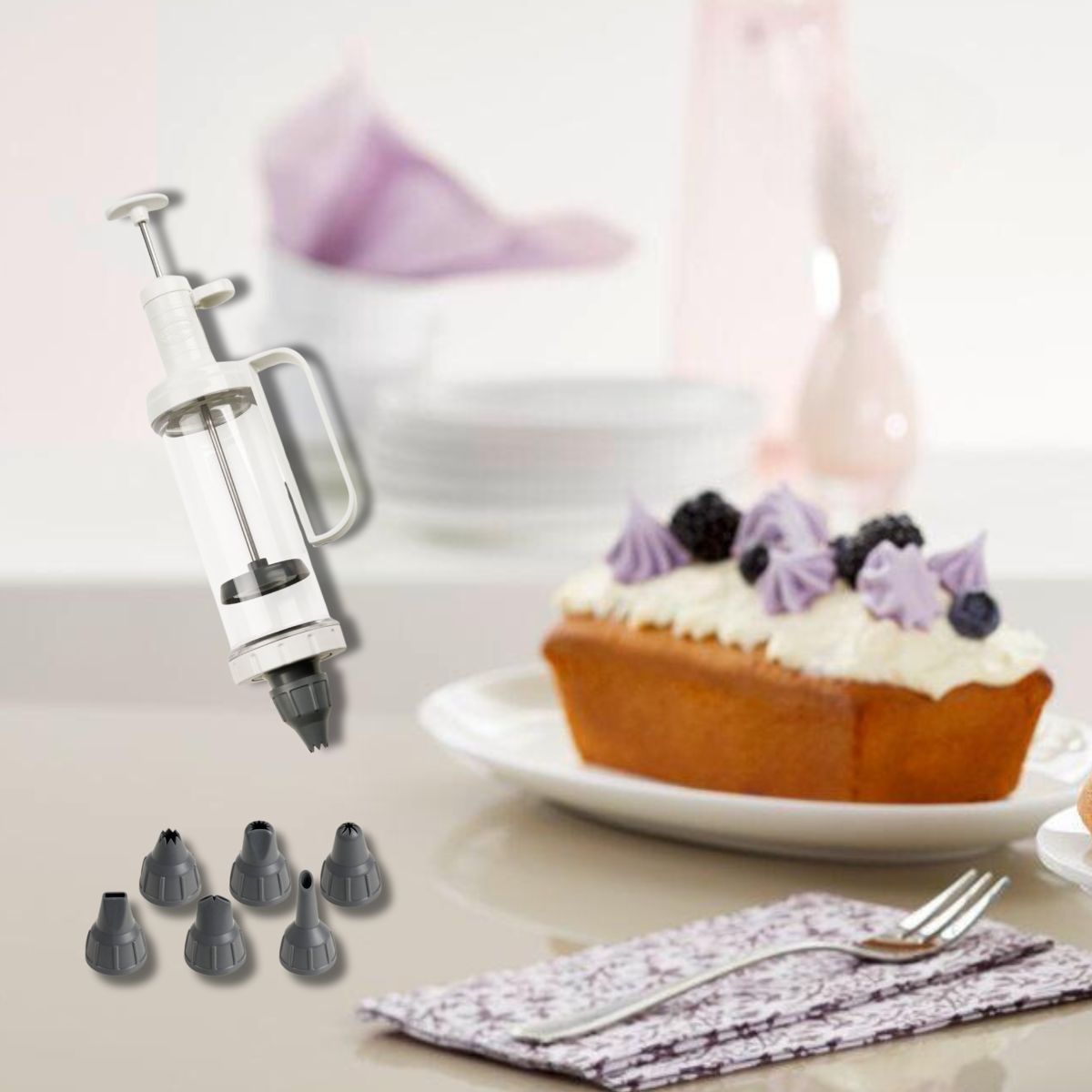 Dr Oetker - Seringue De Pâtisserie Et 6 Embouts À Motif Dr. Oetker Baker Edition - Blanc