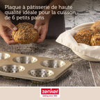 Zenker - Moule À Petits Pains Individuels Ronds 6 Empreintes 33 X 22 Cm Zenker Mojave Gold - Or