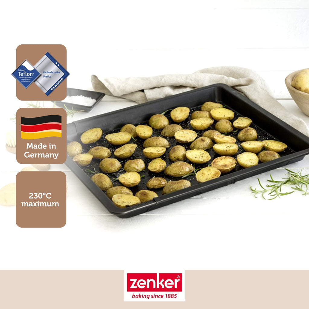 Zenker - Lot De 2 Plaques À Pizza Rectangulaires Perforées Extensibles 37 À 52 X 33 Cm Zenker Black Metallic - Noir