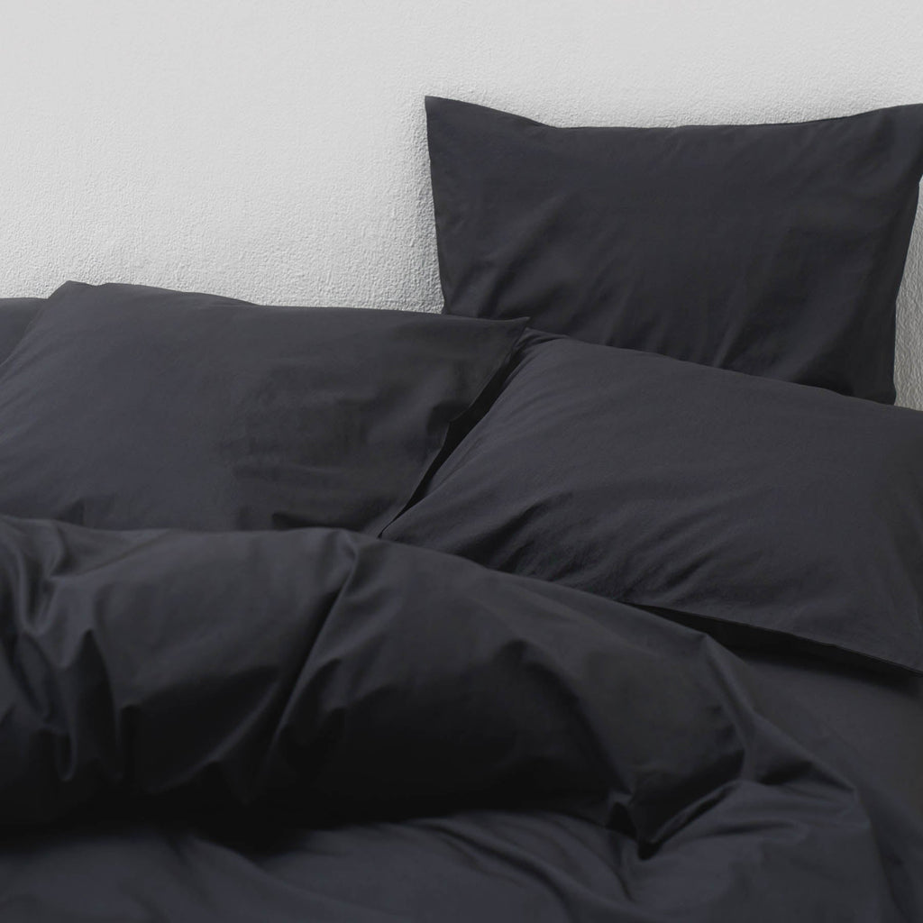 linge de lit percale coton lave coton egyptien gris graphite maison most