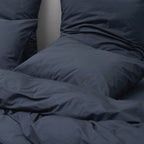 Housse De Couette En Percale De Coton Lavé 300 Fils - Bleu Orage