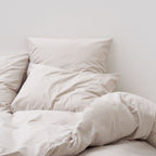 2 Taies D'Oreiller En Percale De Coton Lavé 300 Fils - Beige Sable