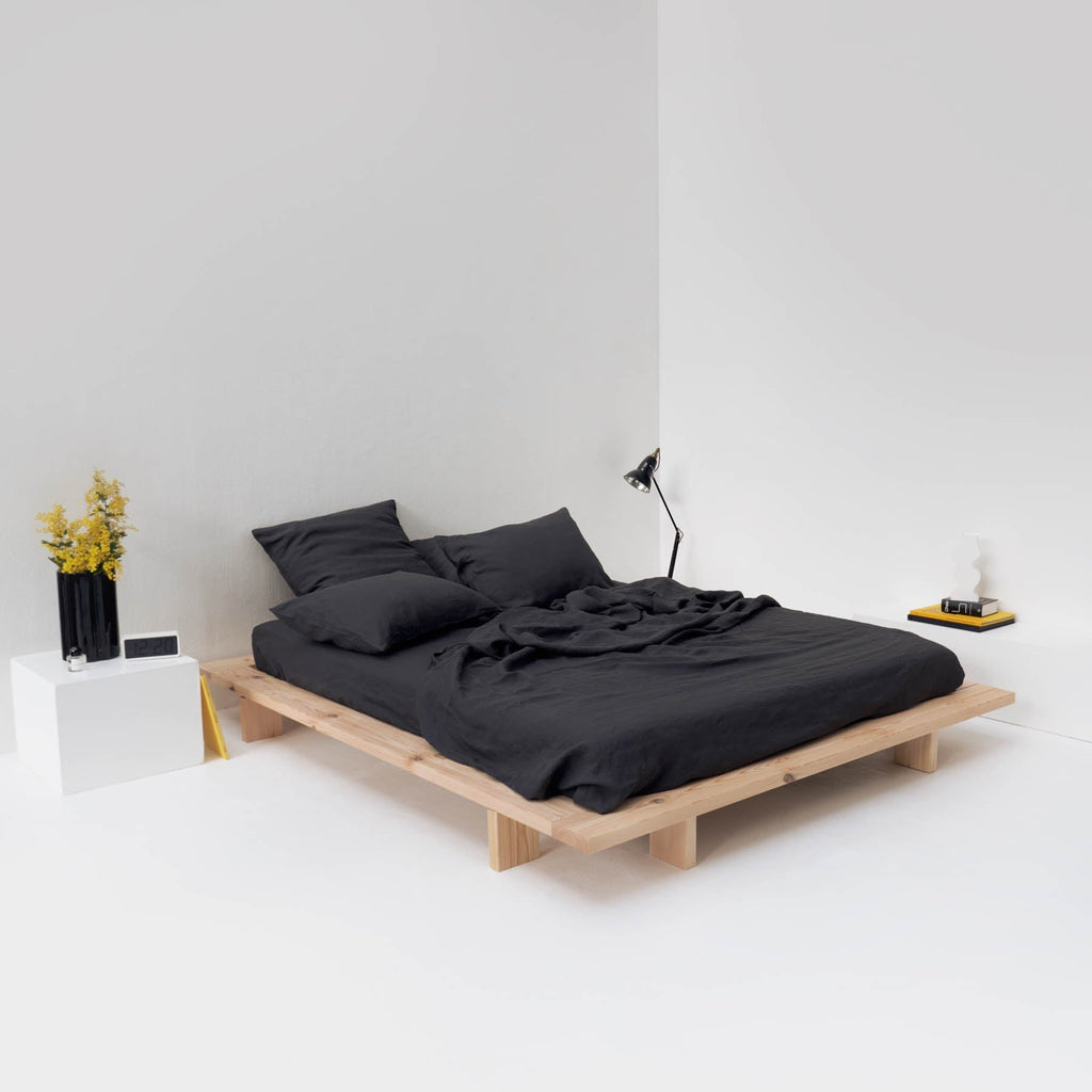 Drap Plat En Lin Lavé 190G/M² - Gris Graphite