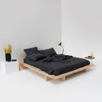 Drap Plat En Lin Lavé 190G/M² - Gris Graphite