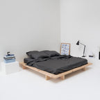 Drap Plat En Satin De Coton Égyptien 300 Fils - Gris Graphite