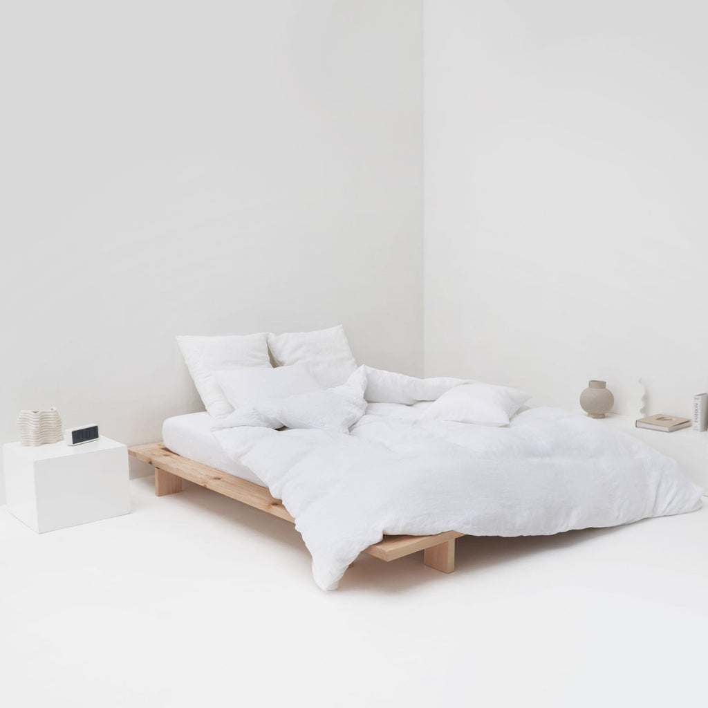 housse de couette haut de gamme en lin lavé blanc maison most
