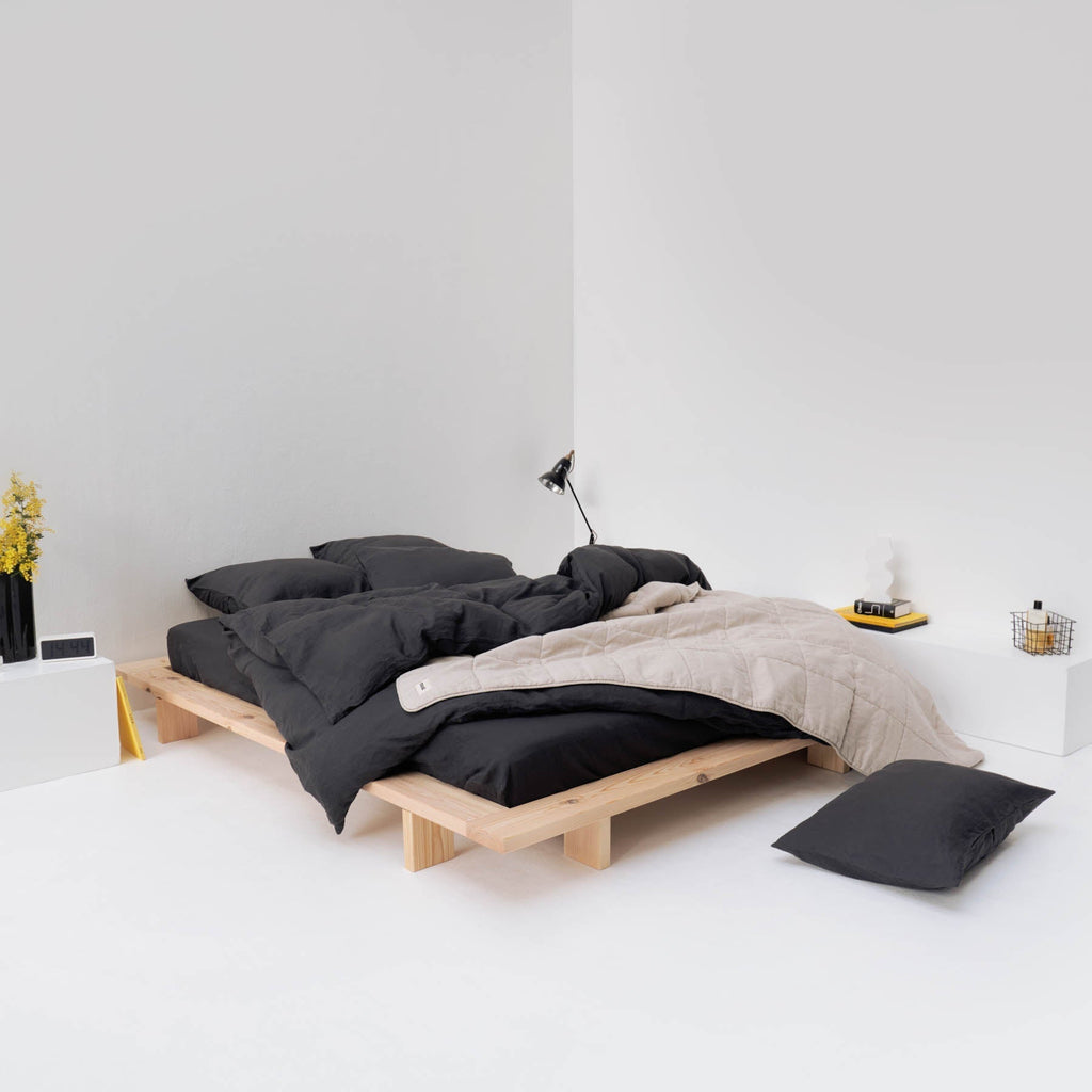 Drap Housse En Lin Lavé 190G/M² - Gris Graphite