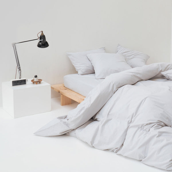 Drap housse grand bonnet percale coton lavé haut de gamme gris Most