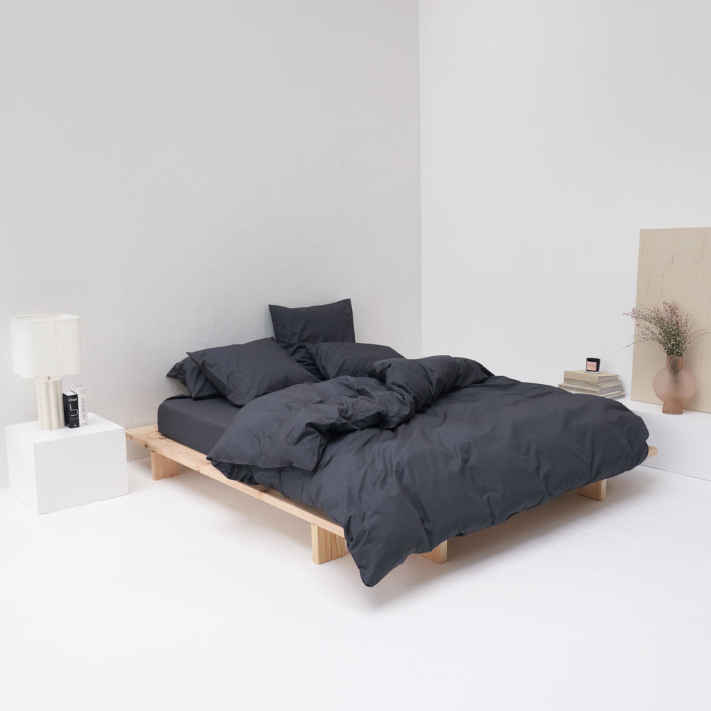 housse de couette 200x200 240x220 260x240 percale coton lave coton egyptien gris graphite most