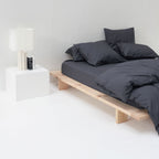 Drap housse grand bonnet percale coton lavé haut de gamme gris graphite Most