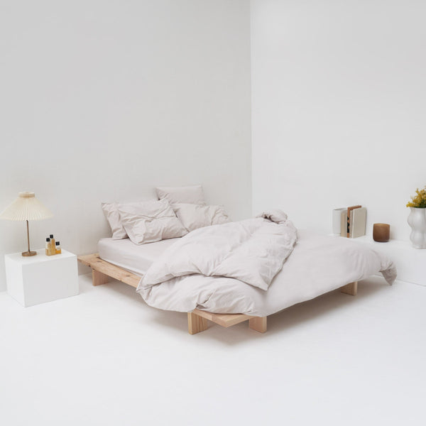 linge de lit haut de gamme percale lavee coton egyptien beige most