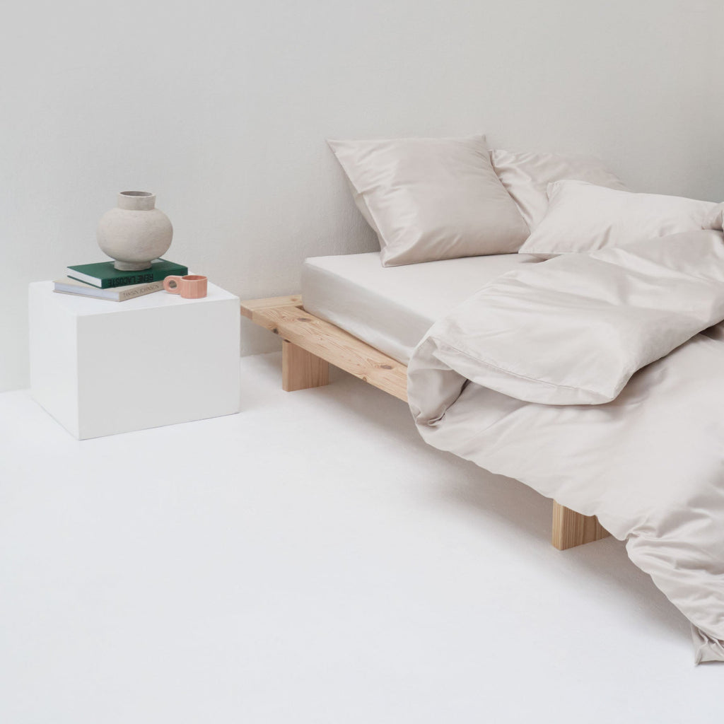 Drap Housse En Satin De Coton Égyptien 300 Fils - Beige Sable