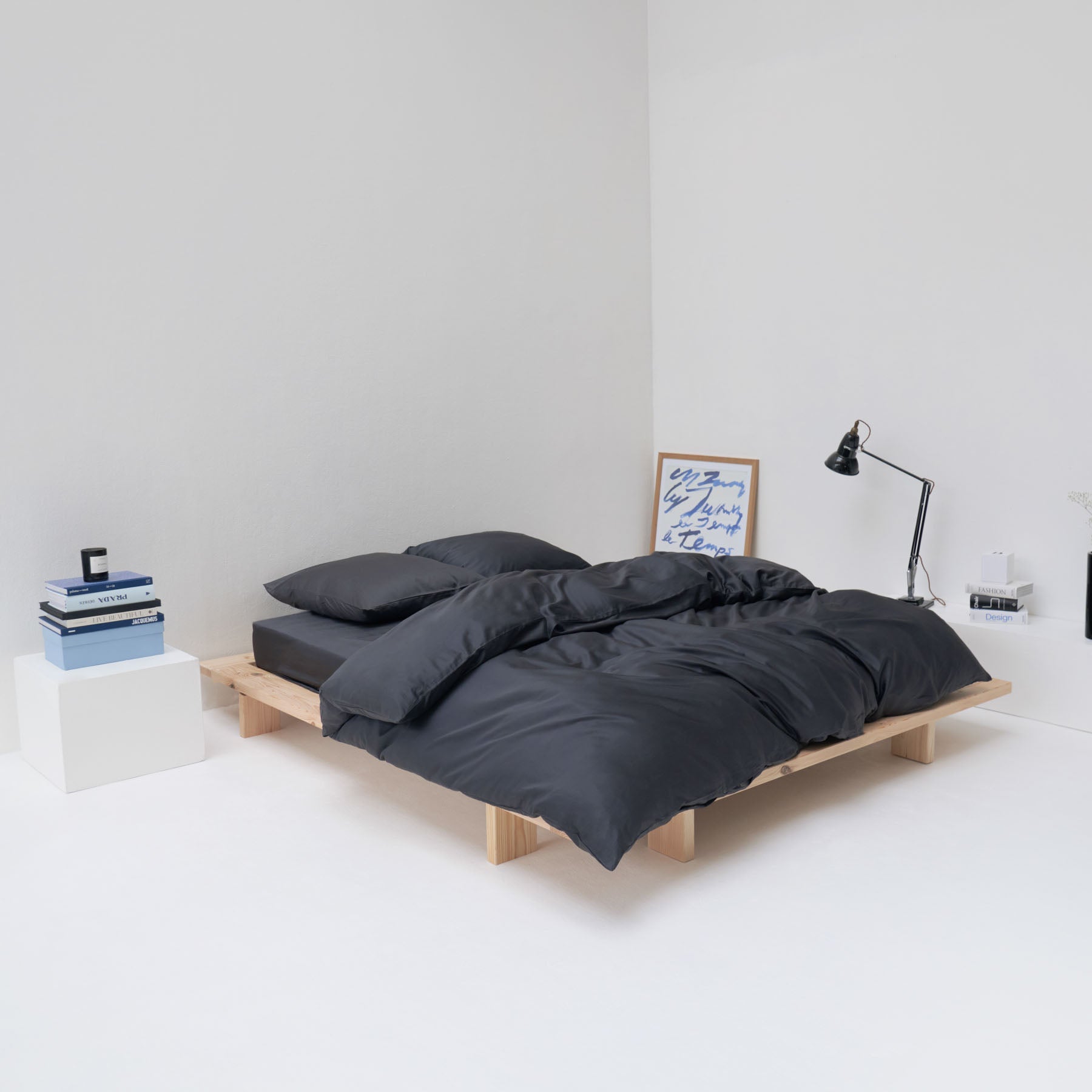 housse de couette haut de gamme satin coton egyptien gris graphite most