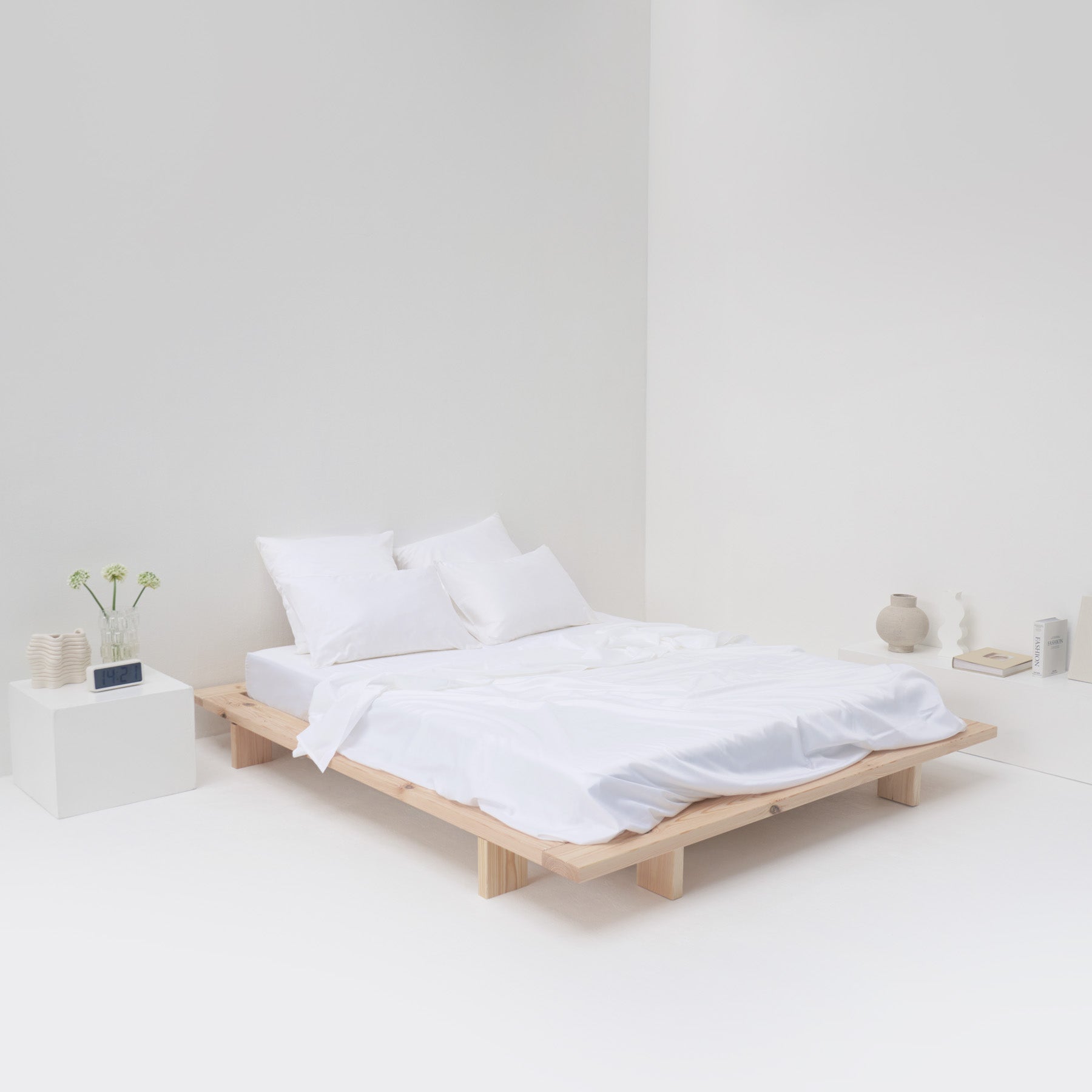 Drap Plat En Satin De Coton Égyptien 300 Fils - Blanc