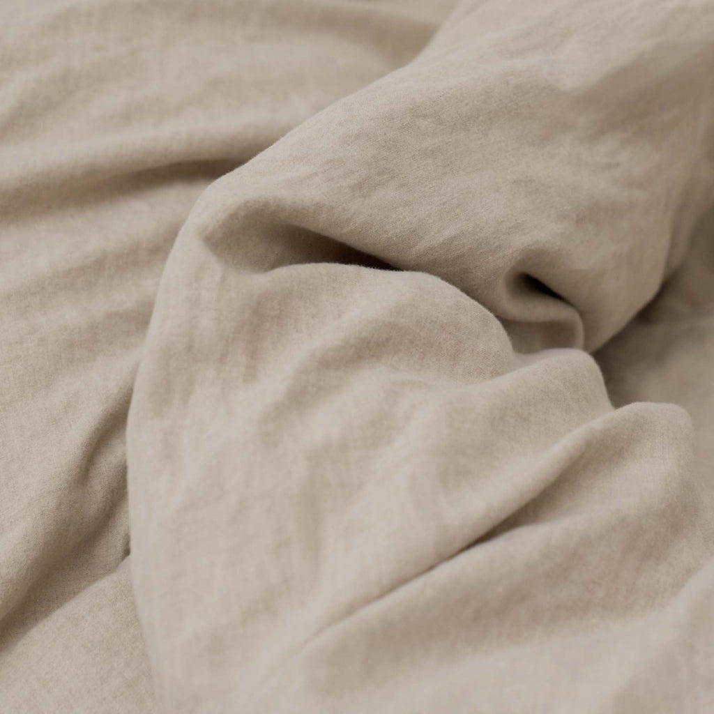Drap plat lin lavé beige francais haut de gamme maison Most