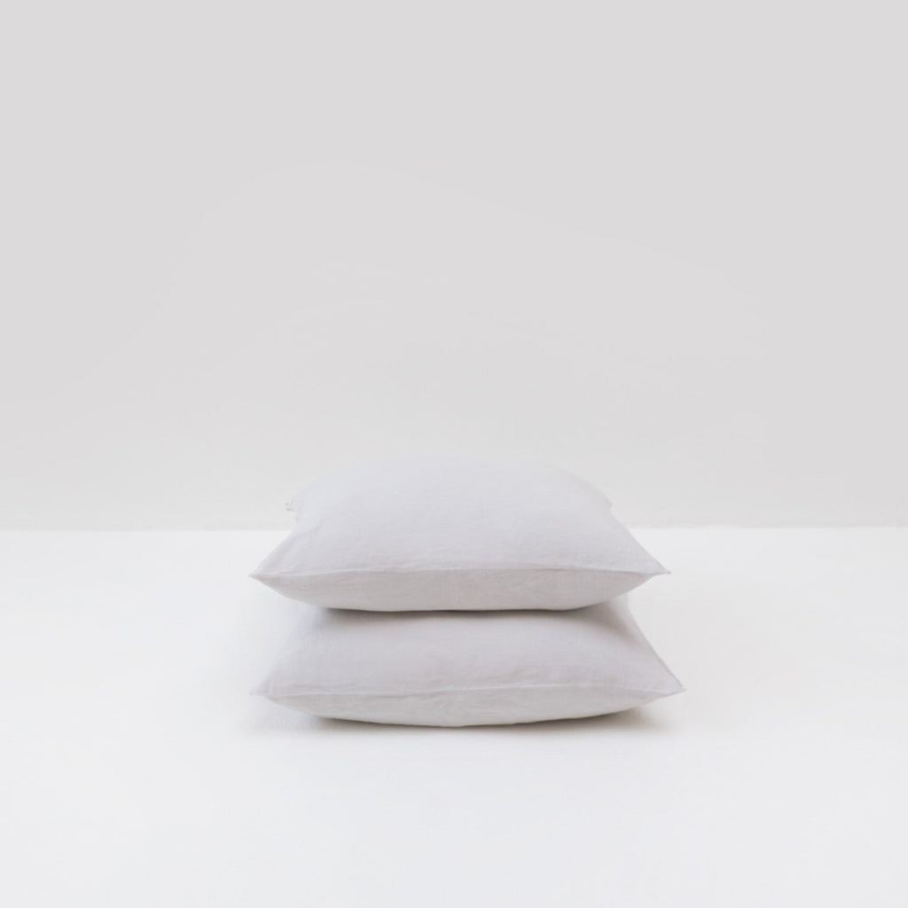 2 Taies D'Oreiller En Lin Lavé 190G/M² - Gris Galet