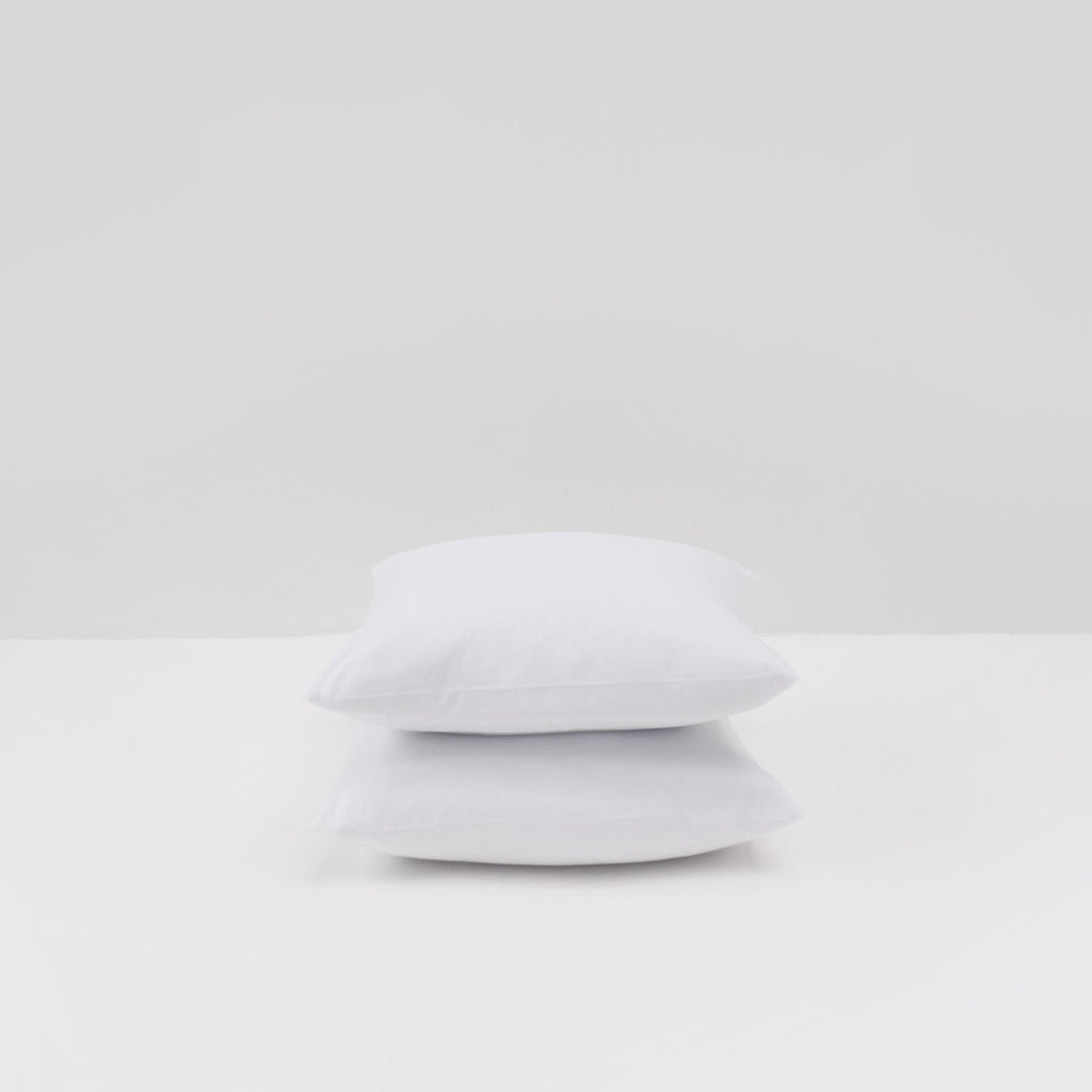 2 Taies D'Oreiller En Percale De Coton Lavé 300 Fils - Blanc