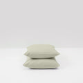 2 Taies D'Oreiller En Percale De Coton Lavé 300 Fils - Vert Sauge