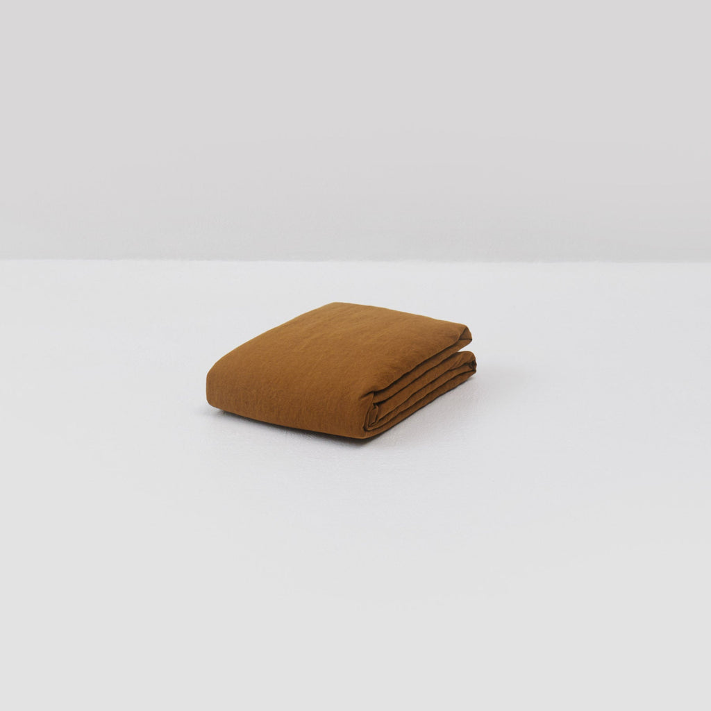 Drap housse grand bonnet lin lavé marron moka qualité maison Most