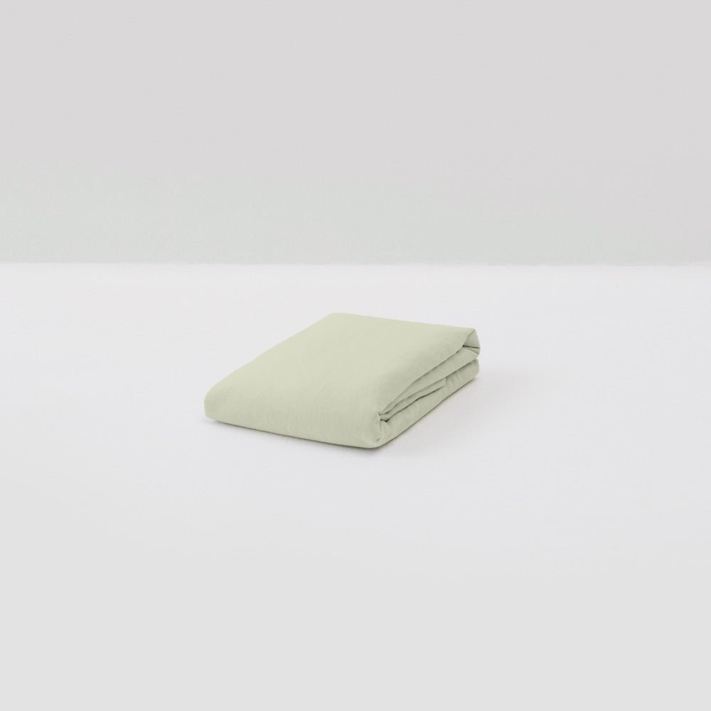 Drap Housse En Lin Lavé 190G/M² - Vert Sauge