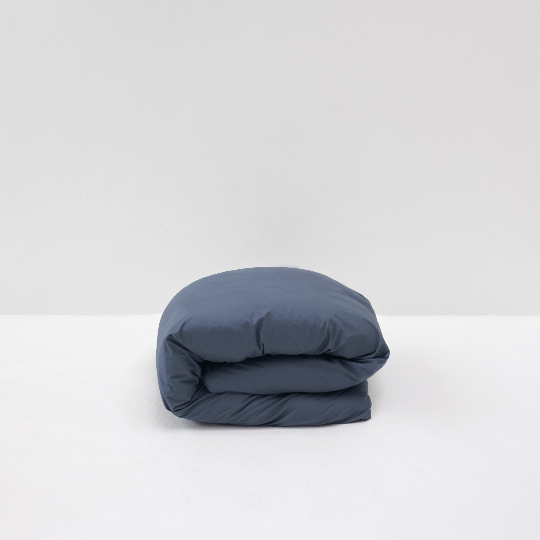 Housse De Couette En Percale De Coton Lavé 300 Fils - Bleu Orage