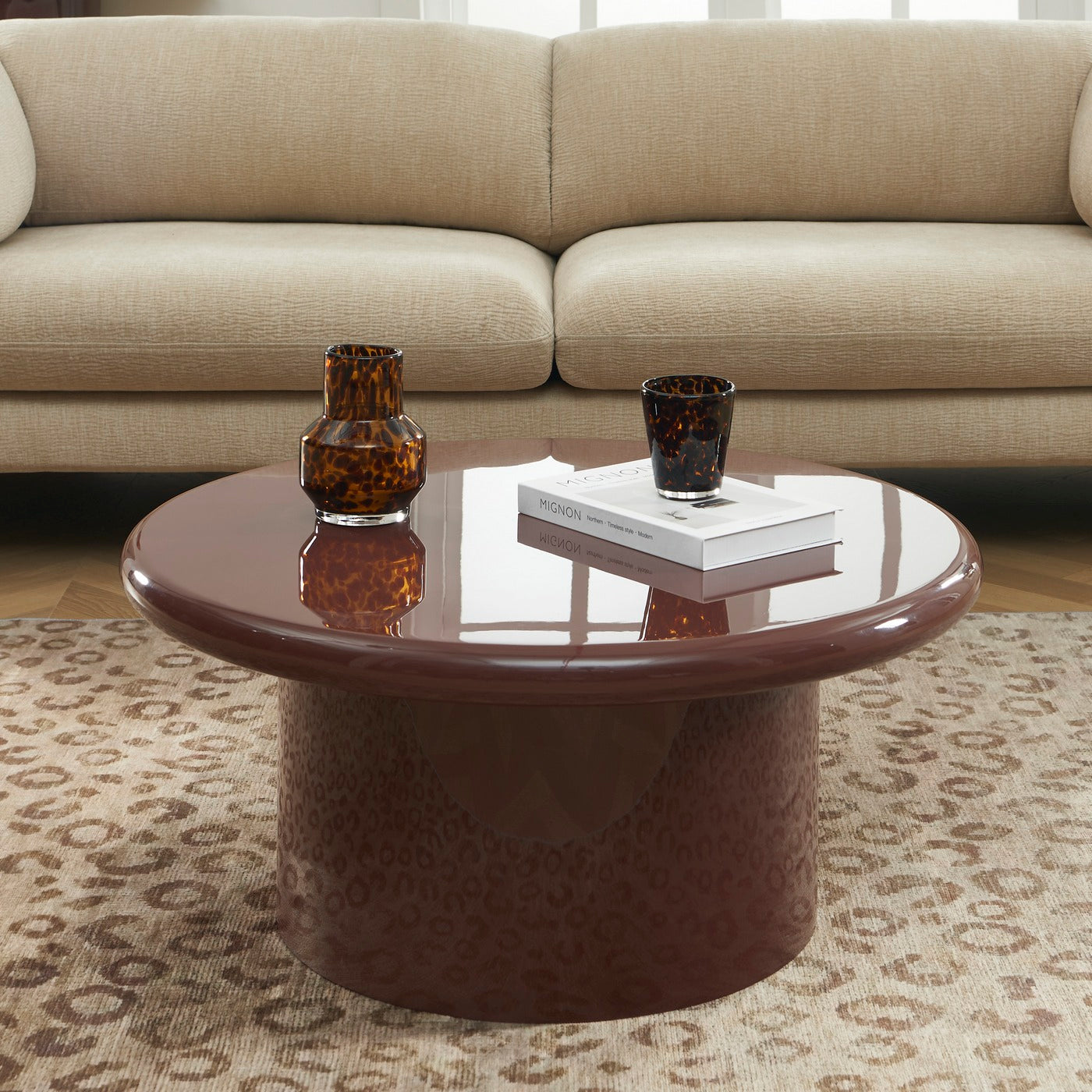Moxy - Table Basse - Finition Laquée Brillante - Bordeaux