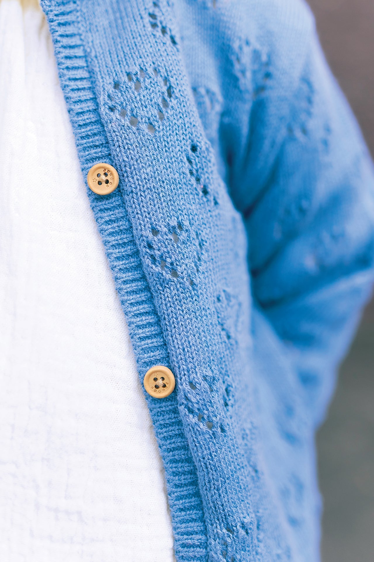 Cardigan - Cœur Pointelle Bleu