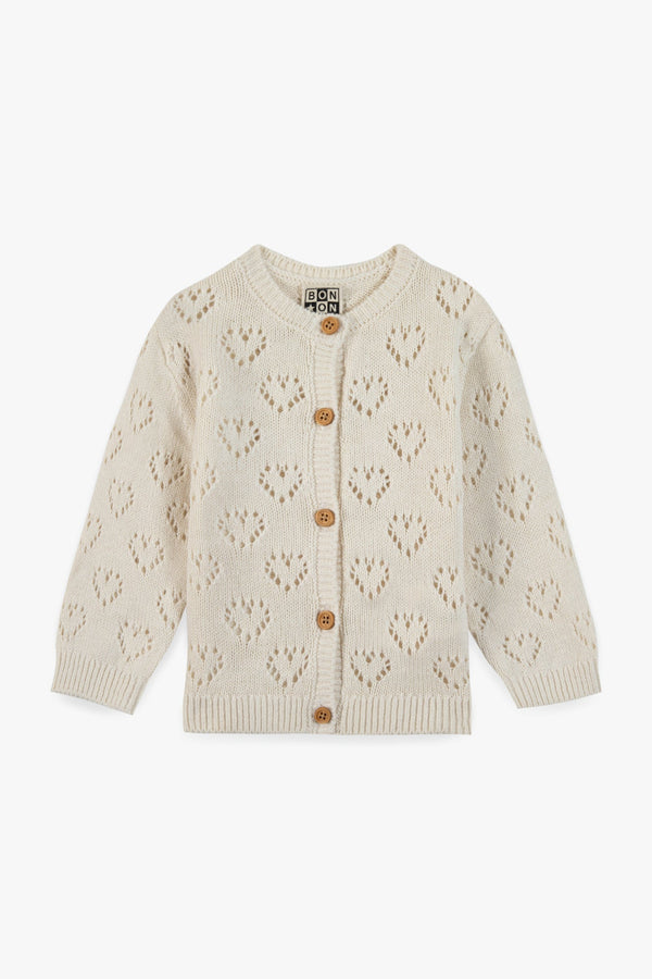 Cardigan - Cœur Pointelle Crème