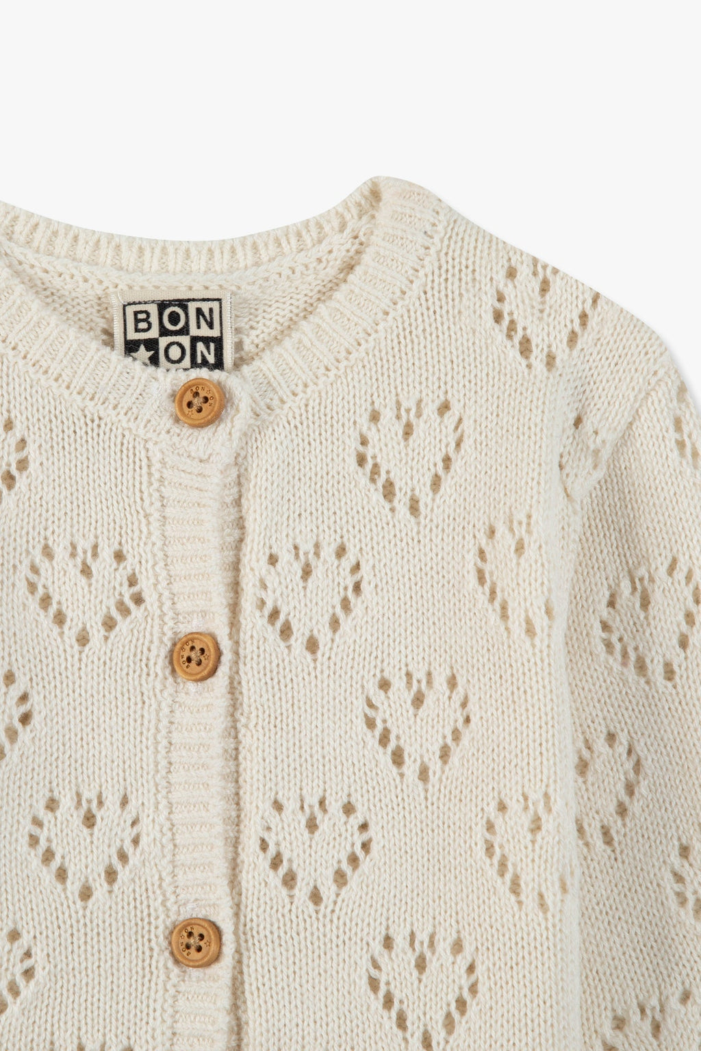 Cardigan - Cœur Pointelle Crème