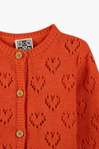 Cardigan - Cœur Pointelle Rouge