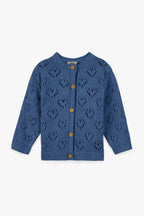 Cardigan - Cœur Pointelle Bleu